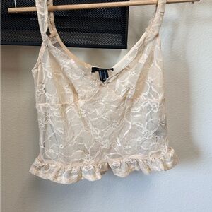 Lace Ruffle Trim Tank Top Bralette Medium
